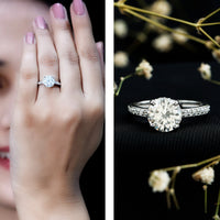 2 Carat Round Cut Moissanite Engagement Ring in 4 Prong Setting