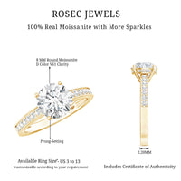 2 Carat Round Cut Moissanite Engagement Ring in 4 Prong Setting