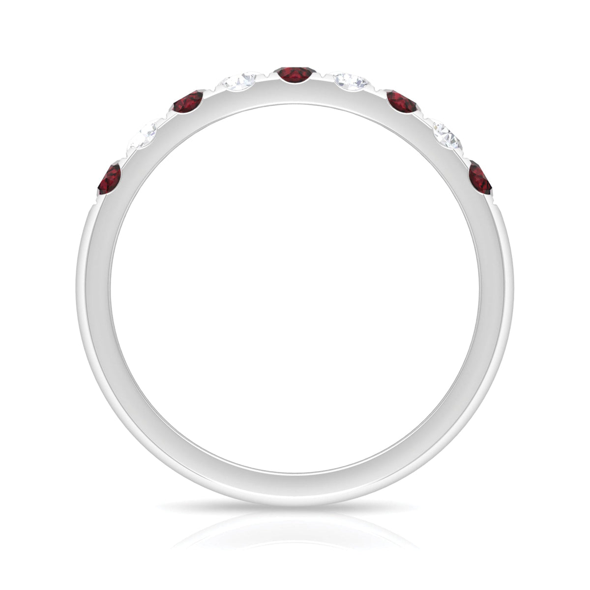 Genuine Garnet Diamond Half Eternity Wedding Ring