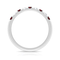 Genuine Garnet Diamond Half Eternity Wedding Ring