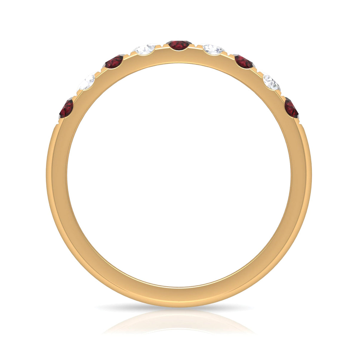 Genuine Garnet Diamond Half Eternity Wedding Ring