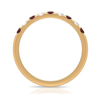 Genuine Garnet Diamond Half Eternity Wedding Ring