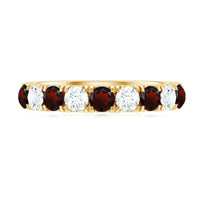 Genuine Garnet Diamond Half Eternity Wedding Ring