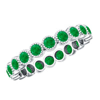Milgrain Bezel Set Round Emerald Eternity Wedding Band