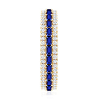 Baguette Cut Lab Grown Blue Sapphire and Moissanite Wedding Band