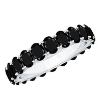 Oval Shaped Black Onyx Wedding Band for Women
