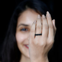 Oval Shaped Black Onyx Wedding Band for Women