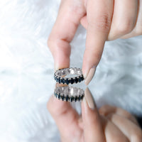 Oval Shaped Black Onyx Wedding Band for Women