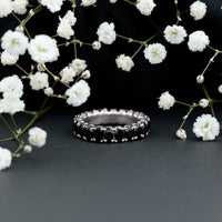 Oval Shaped Black Onyx Wedding Band for Women