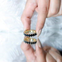 Oval Shaped Black Onyx Wedding Band for Women