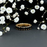 Oval Shaped Black Onyx Wedding Band for Women