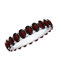 Certified Natural Oval Garnet Eternity Ring for Wedding