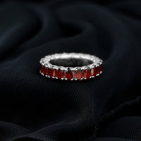 Certified Natural Oval Garnet Eternity Ring for Wedding