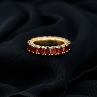 Certified Natural Oval Garnet Eternity Ring for Wedding