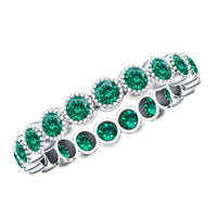 Certified Lab Created Emerald Full Eternity Band Ring in Bezel Setting