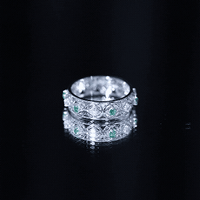 Lab Emerald and Diamond Vintage Wedding Band Ring