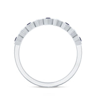 Art Deco Inspired Blue Sapphire and Diamond Geometric Half Eternity Ring