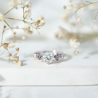 Brilliant Cut Moissanite Rose Engagement Ring For Women
