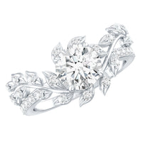 1.3 Carat Round Cut Moissanite Vine Engagement Ring for Women