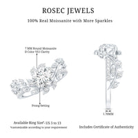 1.3 Carat Round Cut Moissanite Vine Engagement Ring for Women