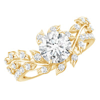 1.3 Carat Round Cut Moissanite Vine Engagement Ring for Women