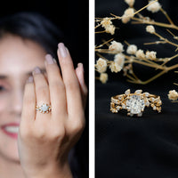 1.3 Carat Round Cut Moissanite Vine Engagement Ring for Women