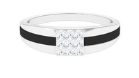 Certified Real Diamond Mens Engagement Band with Black Enamel