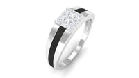 Certified Real Diamond Mens Engagement Band with Black Enamel
