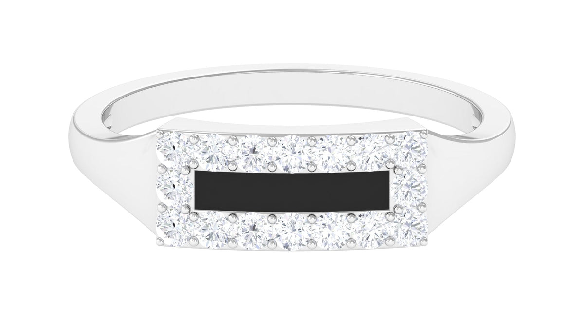 Natural Mens Diamond Band Ring with Black Enamel