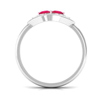 Contemporary Ruby Toi Et Moi Ring with Diamond