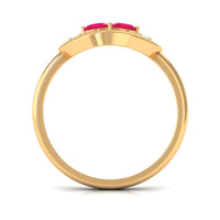 Contemporary Ruby Toi Et Moi Ring with Diamond