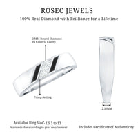Natural Mens Diamond Wedding Band with Black Enamel