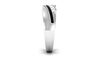 Certified Natural Diamond Mens Wedding Band with Black Enamel