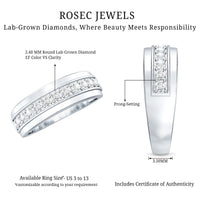 Lab Grown Diamond Half Eternity Mens Wedding Band