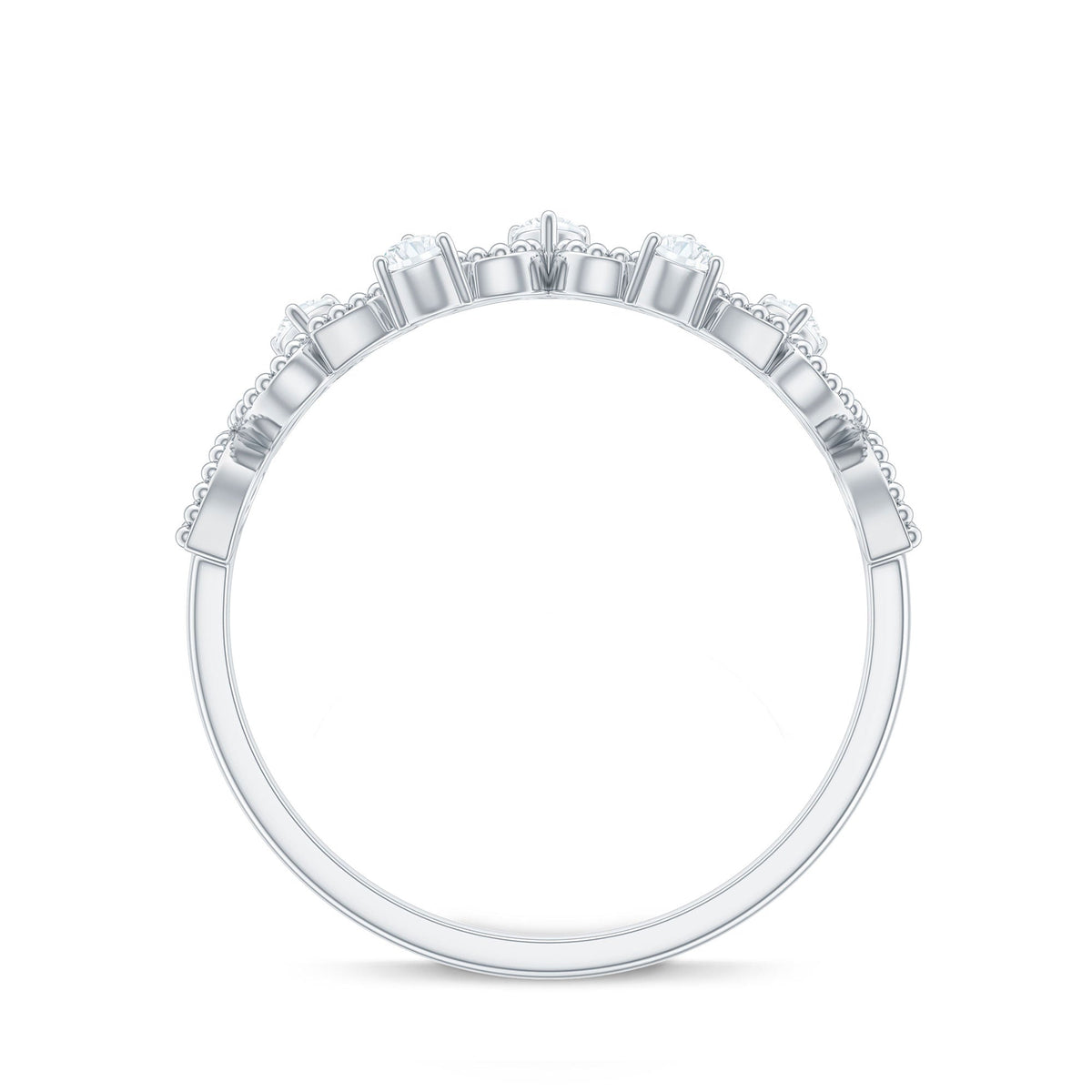Natural Diamond Half Eternity Band with Beaded Detailing