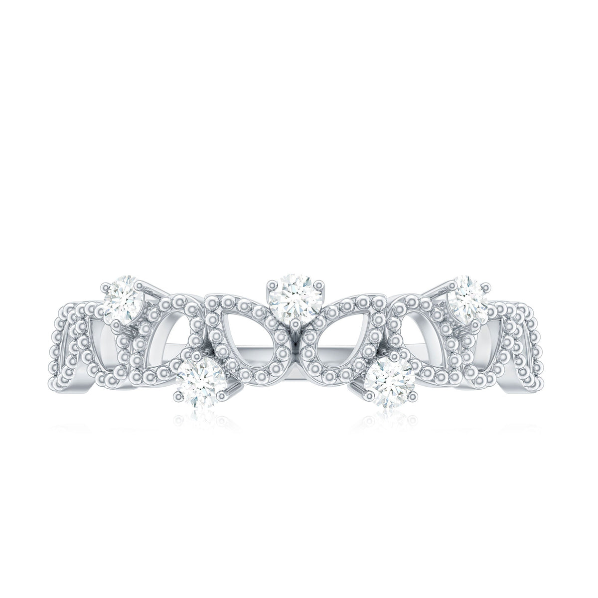 Natural Diamond Half Eternity Band with Beaded Detailing