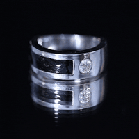 Classic Moissanite Mens Wedding Band with Black Enamel