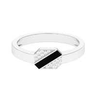 Certified Natural Diamond Mens Engagement Ring with Black Enamel