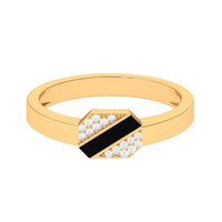 Certified Natural Diamond Mens Engagement Ring with Black Enamel