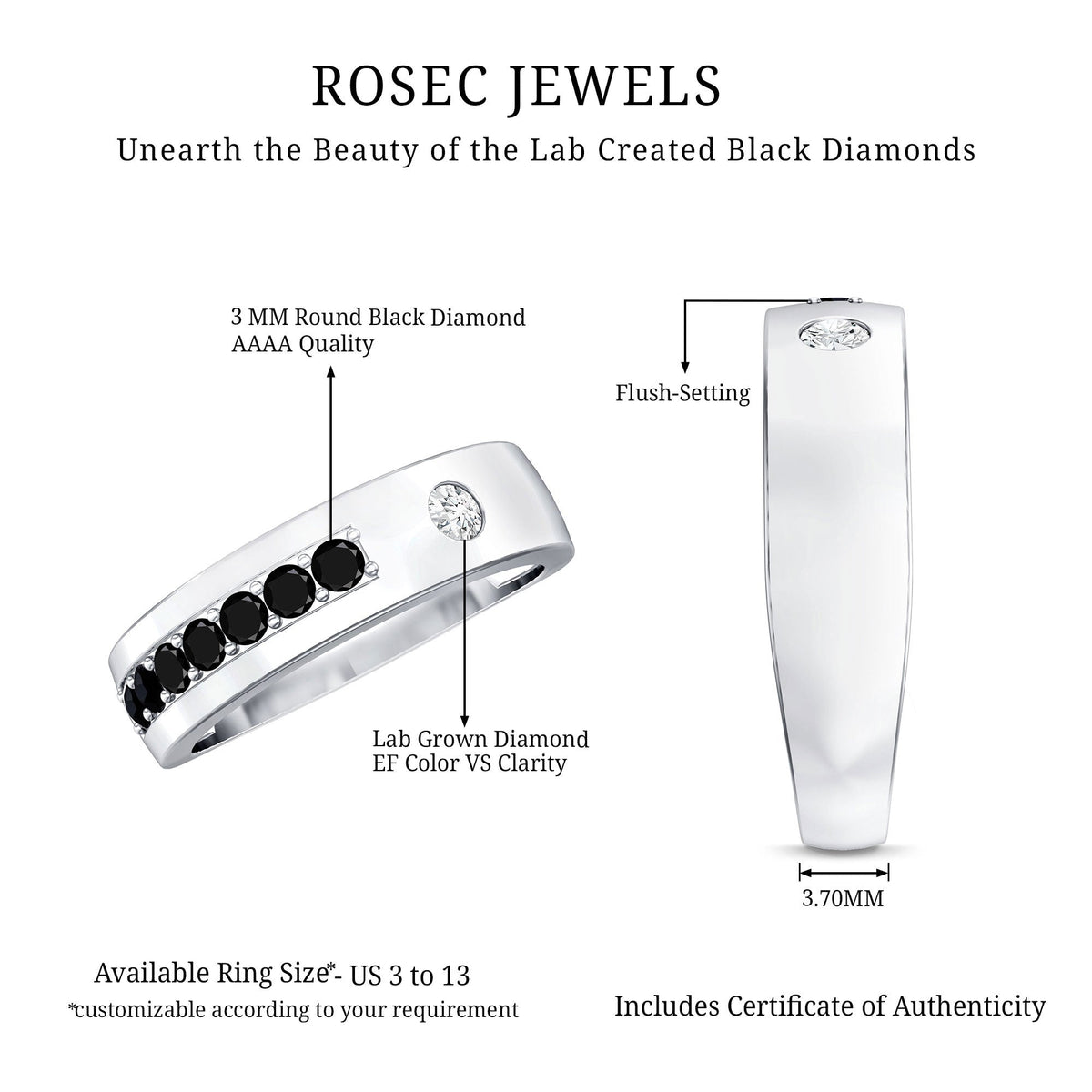 Certified Lab Grown Black and White Diamond Wedding Band