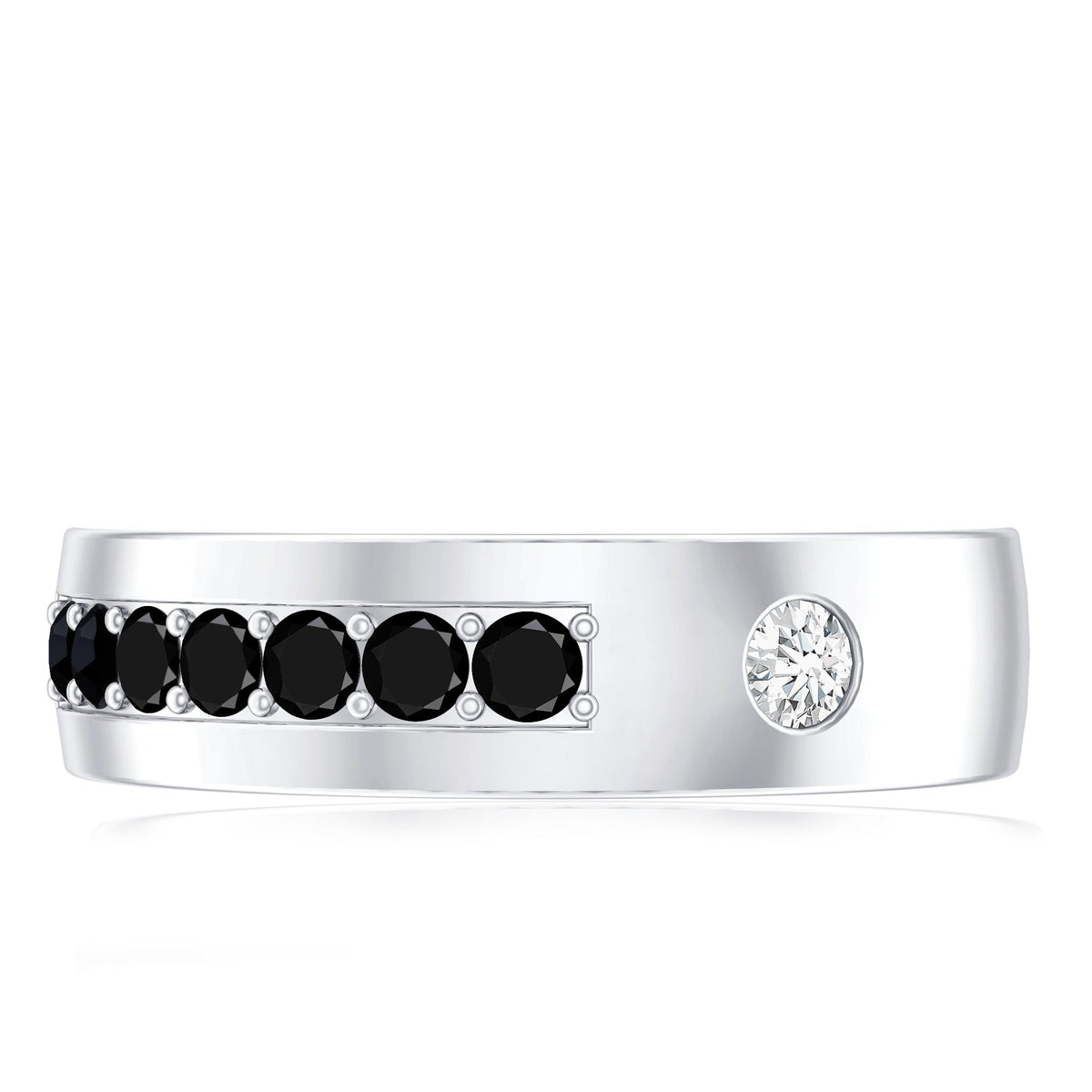 Certified Lab Grown Black and White Diamond Wedding Band