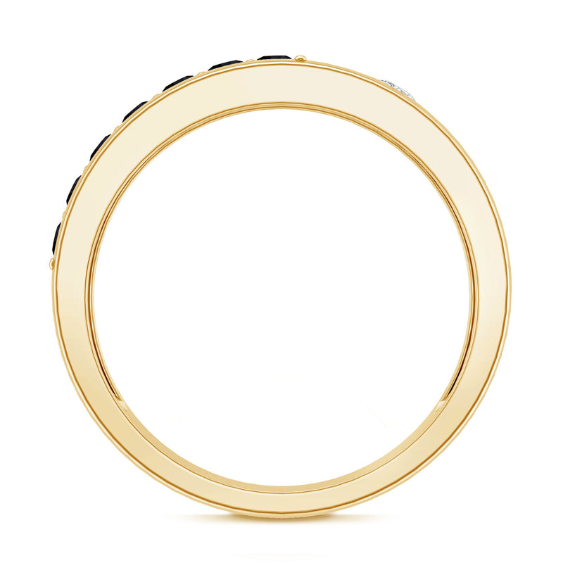 Lab grown black and white diamond wedding band by Rosec Jewels, featuring alternating diamonds on a sleek ring.