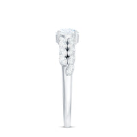 Round Shape Moissanite Engagement Ring with Marquise Side Stones