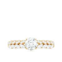 Round Shape Moissanite Engagement Ring with Marquise Side Stones