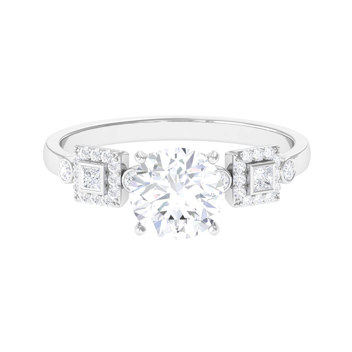 Round Cut Moissanite Antique Looking Engagement Ring
