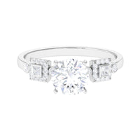 Round Cut Moissanite Antique Looking Engagement Ring