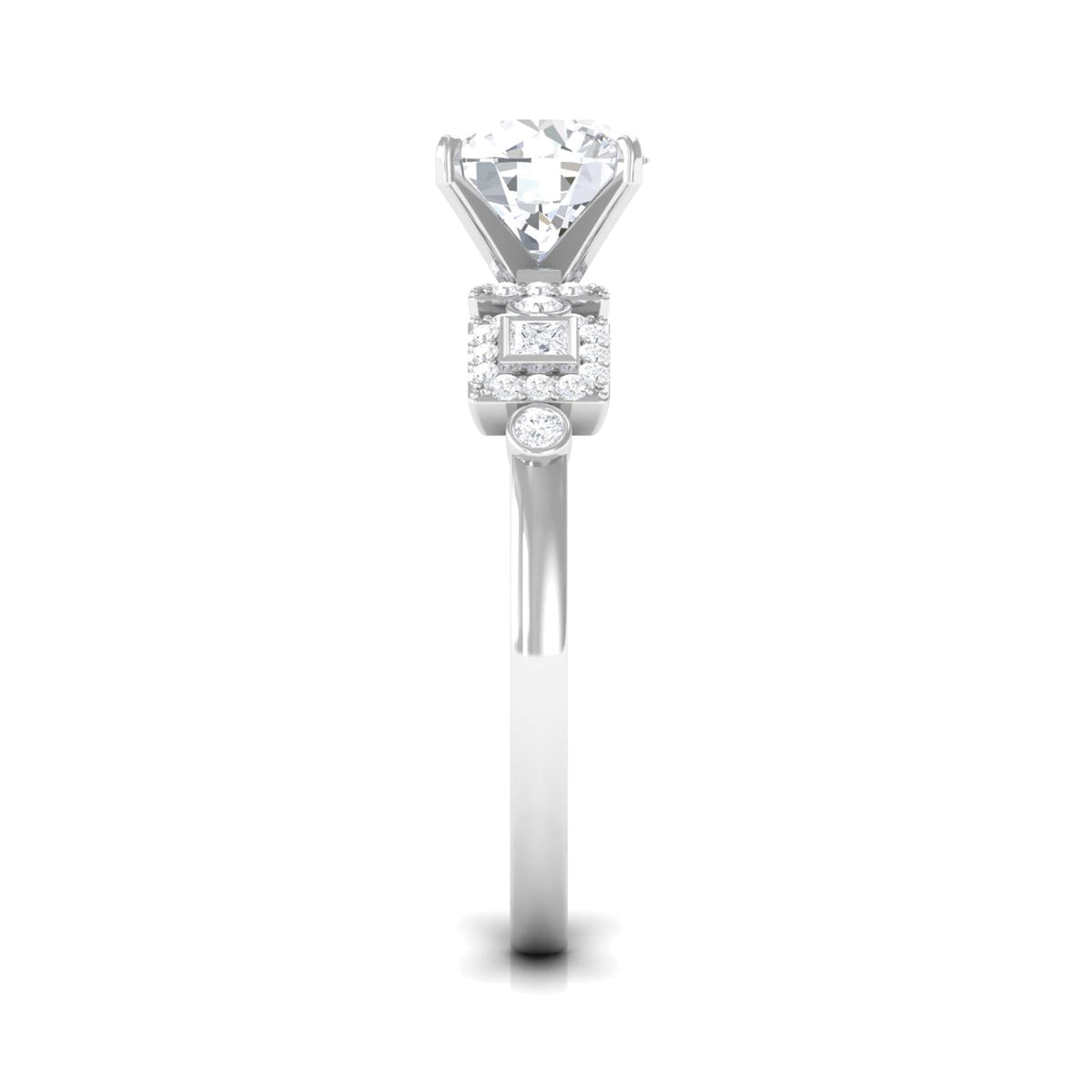 Round Cut Moissanite Antique Looking Engagement Ring