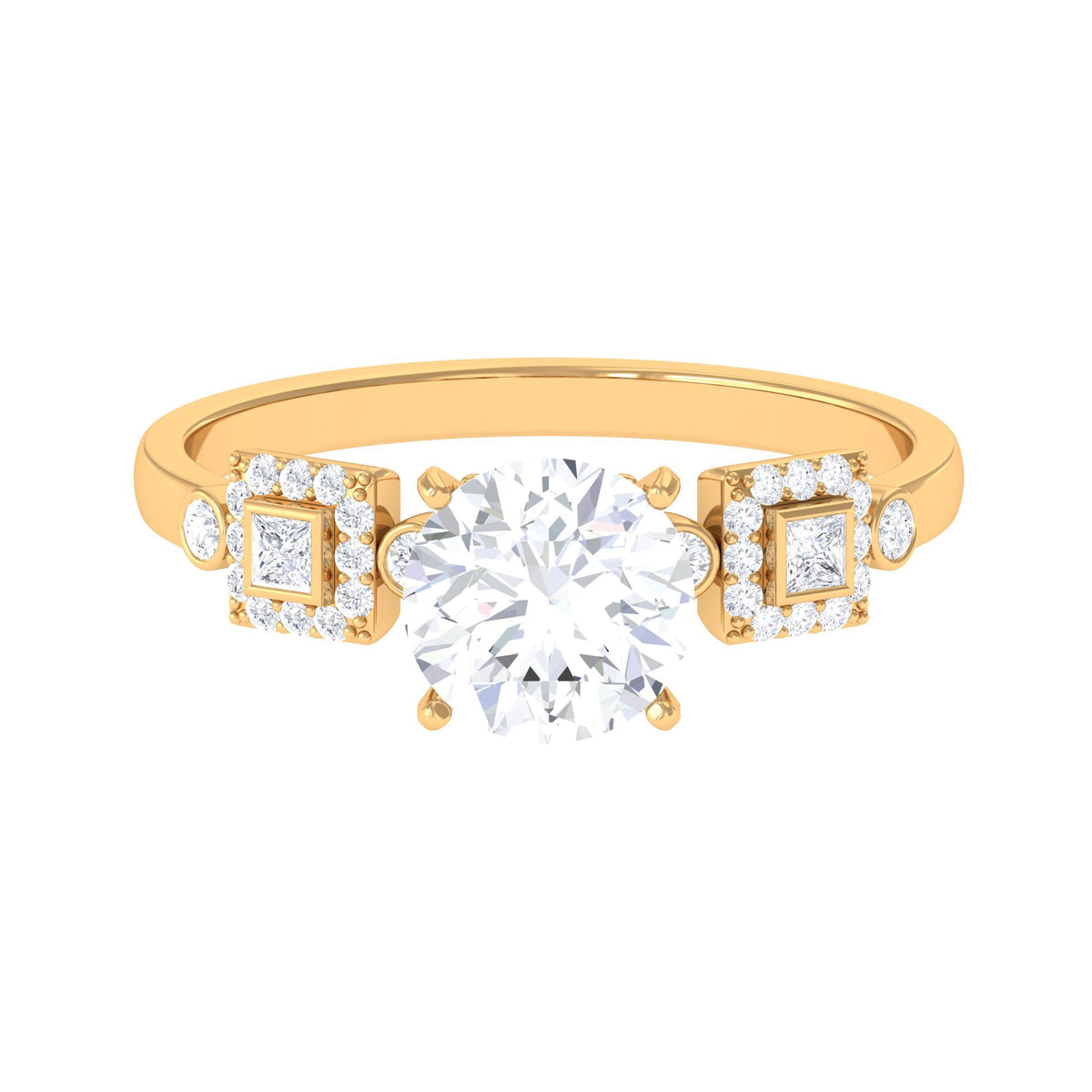 Round Cut Moissanite Antique Looking Engagement Ring