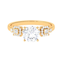 Round Cut Moissanite Antique Looking Engagement Ring