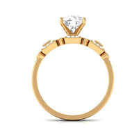 Round Cut Moissanite Antique Looking Engagement Ring